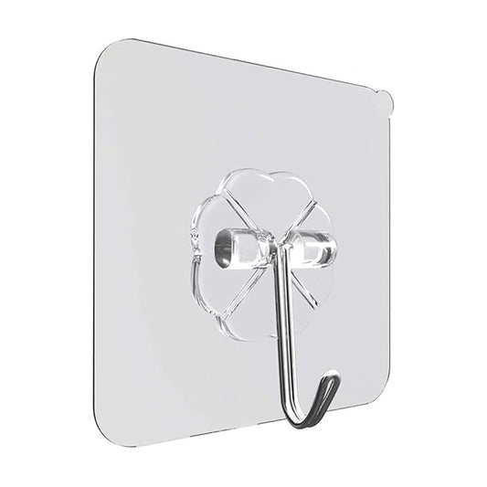 Roktry 10 Packs Reusable Adhesive Hooks,Transparent Heavy Duty Wall Hooks with No Scratch